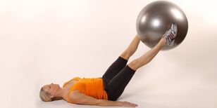 Holding the gym ball between the raised legs will develop lower pressure